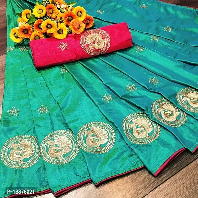 Beautiful Cotton Blend Saree With Blouse Piece For Women-thumb0