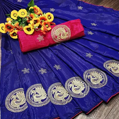 Beautiful Blend Saree With Blouse Piece For Women