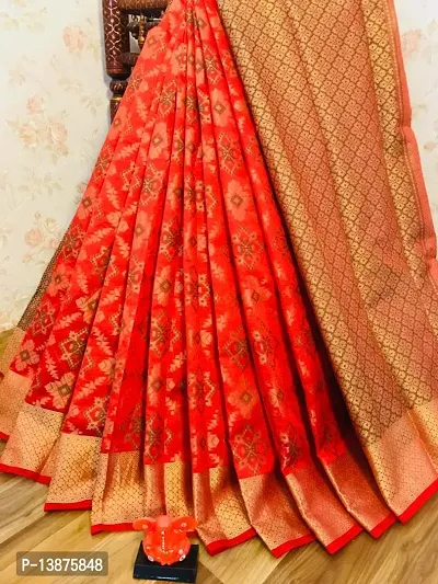 Beautiful Cotton Blend Saree With Blouse Piece For Women