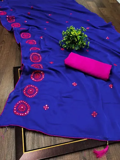 Beautiful Blend Saree With Blouse Piece For Women