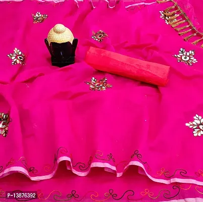 Beautiful Chanderi Cotton Saree With Blouse Piece For Women-thumb0