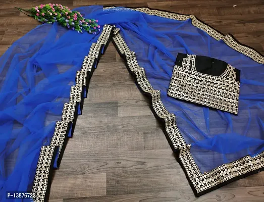 Beautiful Net Saree With Blouse Piece For Women-thumb0