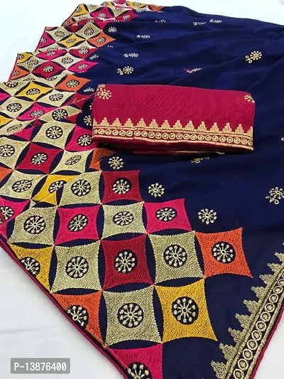 Beautiful Cotton Blend Saree With Blouse Piece For Women