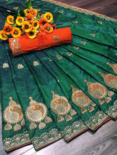 Best Selling Cotton Blend Saree with Blouse piece 