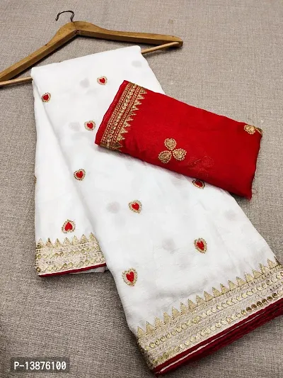 Beautiful Cotton Blend Saree With Blouse Piece For Women