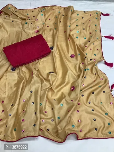 Beautiful Cotton Blend Saree With Blouse Piece For Women