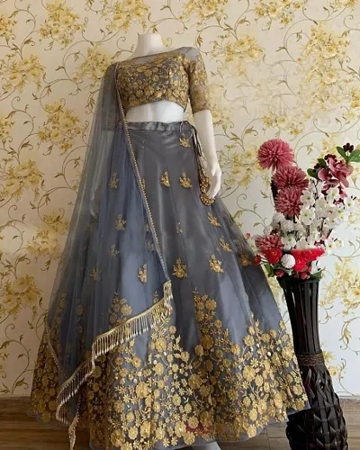 Fancy Womens Net Embroidered Lehenga Choli