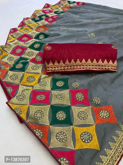 Beautiful Cotton Blend Saree With Blouse Piece For Women