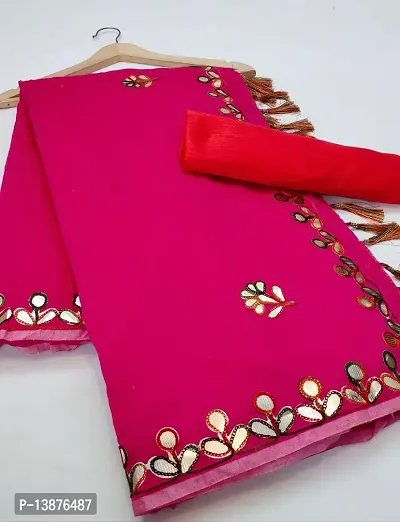 Beautiful Chanderi Cotton Saree With Blouse Piece For Women-thumb0