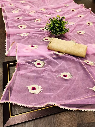 Beautiful Cotton Blend Sarees With Blouse Piece