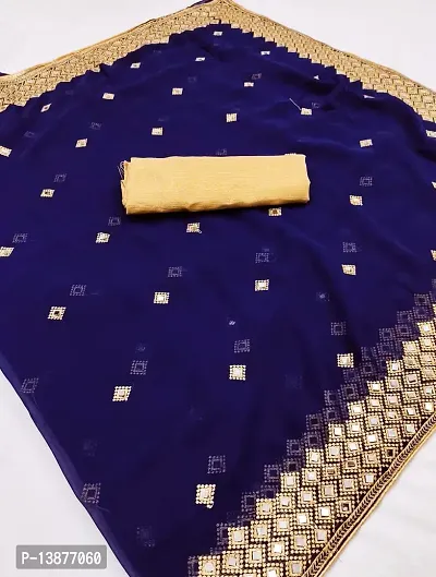 Beautiful Cotton Blend Saree With Blouse Piece For Women