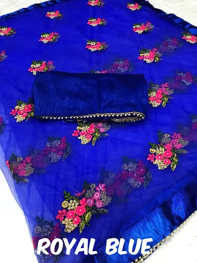 Net Embellished Sarees with Blouse Piece