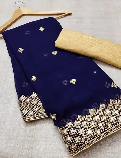 Beautiful Blend Saree With Blouse Piece For Women