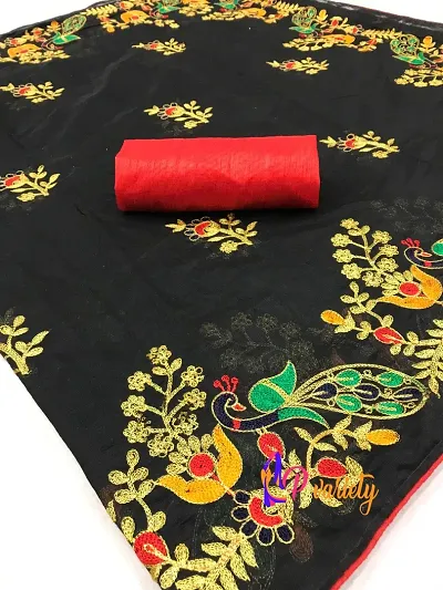 Beautiful Blend Saree With Blouse Piece For Women