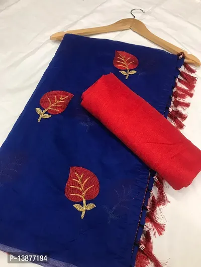 Beautiful Chanderi Cotton Saree With Blouse Piece For Women-thumb0