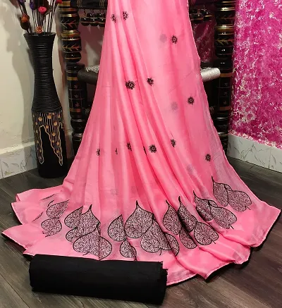 Beautiful Blend Saree With Blouse Piece For Women