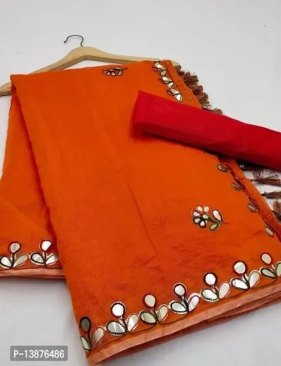 Beautiful Chanderi Cotton Saree With Blouse Piece For Women