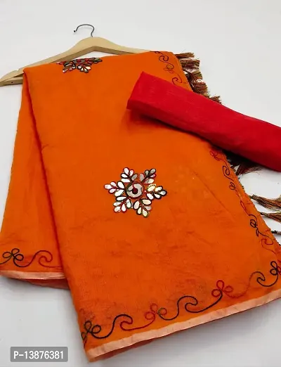 Beautiful Chanderi Cotton Saree With Blouse Piece For Women