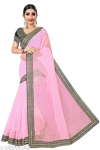 Net Embellished Partywear Sarees with Blouse Piece