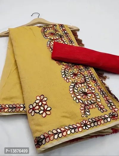 Beautiful Chanderi Cotton Saree With Blouse Piece For Women