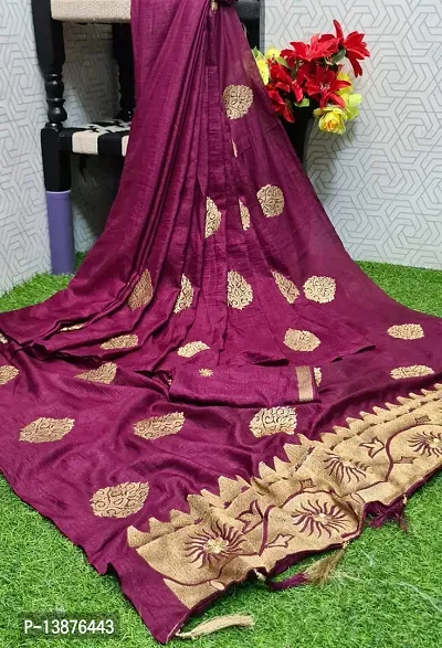 Beautiful Cotton Blend Saree With Blouse Piece For Women