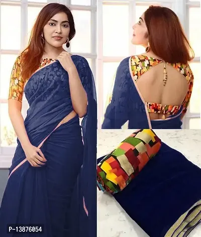 Beautiful Georgette Saree With Blouse Piece For Women