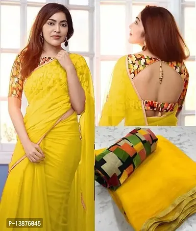 Beautiful Georgette Saree With Blouse Piece For Women-thumb0