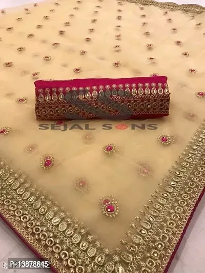 Beautiful Net Saree With Blouse Piece For Women-thumb0