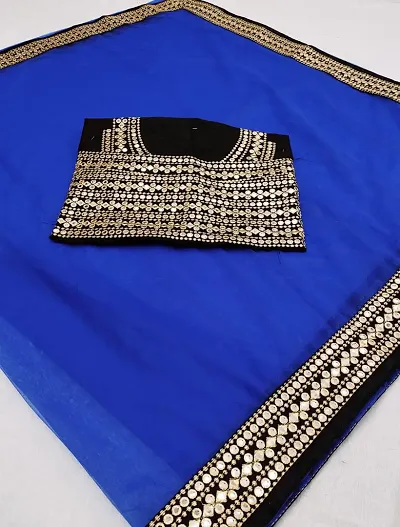 Beautiful Net Saree With Blouse Piece For Women