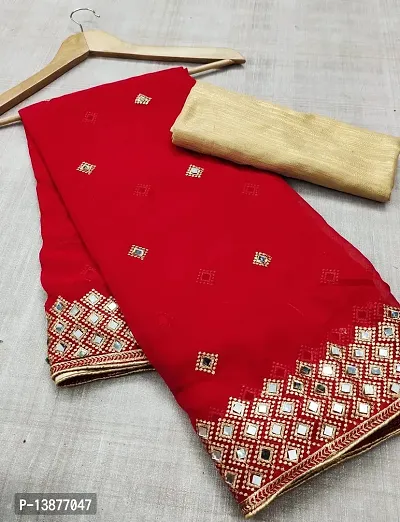 Beautiful Cotton Blend Saree With Blouse Piece For Women