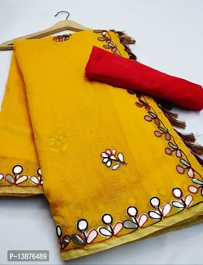 Beautiful Chanderi Cotton Saree With Blouse Piece For Women