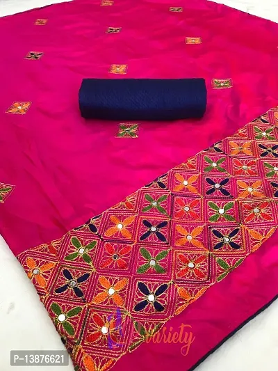 Beautiful Cotton Blend Saree With Blouse Piece For Women-thumb0