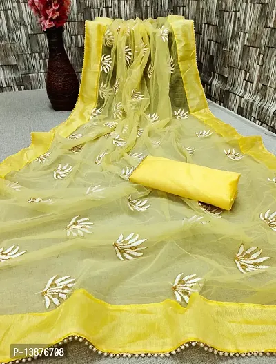 Beautiful Net Saree With Blouse Piece For Women