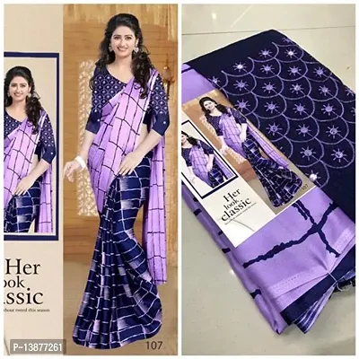 Beautiful Cotton Blend Saree With Blouse Piece For Women