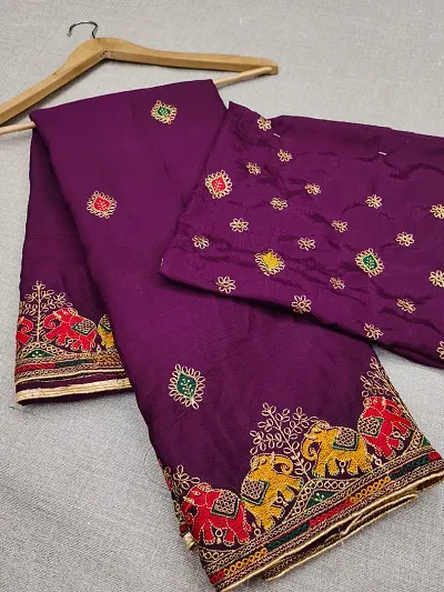 Beautiful Blend Saree With Blouse Piece For Women