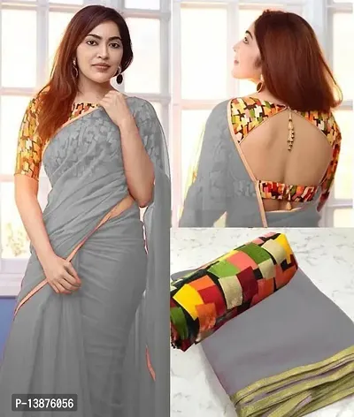 Beautiful Georgette Saree With Blouse Piece For Women-thumb0