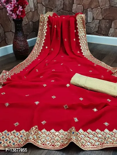 Beautiful Cotton Blend Saree With Blouse Piece For Women