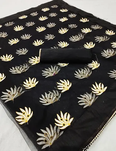 Beautiful Net Saree With Blouse Piece For Women