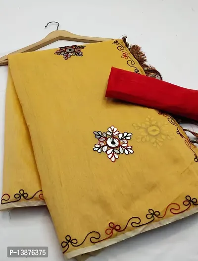 Beautiful Chanderi Cotton Saree With Blouse Piece For Women