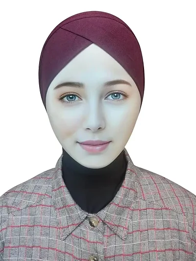 Stylish Cotton Blend Criss Cross Hijab Scarf Hijab Inner Cap  For Women