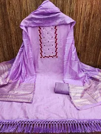 Designer Lavender Georgette Unstitched Dress Material Top With Bottom Wear And Dupatta Set for Women-thumb1