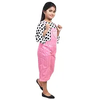 Fariha Fashions Girls Cotton Blend Knee Length Printed Dungaree Dress with Tophellip;hellip; (26, Pink)-thumb2