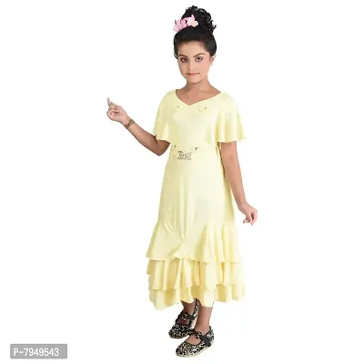 Fariha Fashions Latest Full Length Festive Party Wedding Long Frock Gown Dress for Girls. (4-5 Years, Lemon)-thumb3