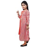 Fariha Fashions Girls Cotton Blend Ankle Length Festive/Party Striped Maxi Dress (3-4 Years, Red)-thumb4