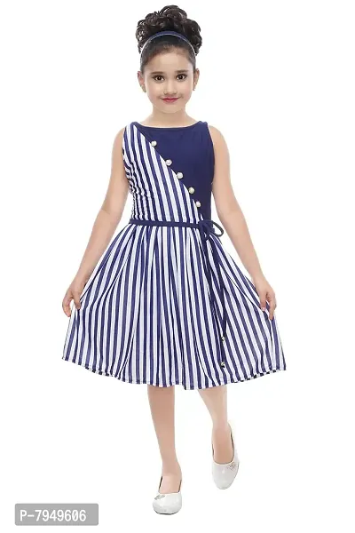 DIGIMART Girl's A-Line Knee Length Dress (_Blue_8-9 Years)-thumb0