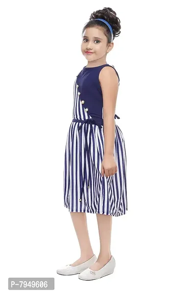 DIGIMART Girl's A-Line Knee Length Dress (_Blue_8-9 Years)-thumb2