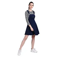 Fariha Fashions Cotton Blend Knee Length Striped Women's Dungaree Dress with Top-thumb2