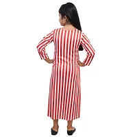 Fariha Fashions Girls Cotton Blend Ankle Length Festive/Party Striped Maxi Dress (3-4 Years, Red)-thumb3