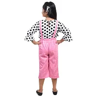 Fariha Fashions Girls Cotton Blend Knee Length Printed Dungaree Dress with Tophellip;hellip; (26, Pink)-thumb1