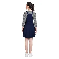 Fariha Fashions Cotton Blend Knee Length Striped Women's Dungaree Dress with Top-thumb1